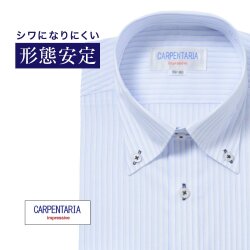 ワイシャツ[CARPENTARIA] ボタンダウン ボックスプリーツ ブルーストライプ 形態安定 標準型 DAPC17-36