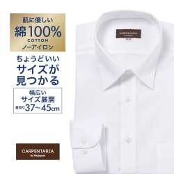 ワイシャツ[CARPENTARIA] ワイドスプレッド ホワイト無地 形態安定 標準型 DAPC18-03