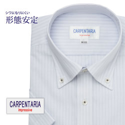 半袖ワイシャツ[CARPENTARIA] ボタンダウン ホワイト×ライトグレーストライプ 形態安定 標準型 DHPC24-06