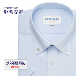 半袖ワイシャツ[CARPENTARIA] ボタンダウン ライトブルー×ホワイトマイクロチェック 形態安定 標準型 DHPC24-09