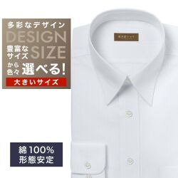 ワイシャツ大きいサイズ[軽井沢シャツ] 自由に衿型を選べる 白無地ドビーストライプ 形態安定 受注生産 E10KZR842X