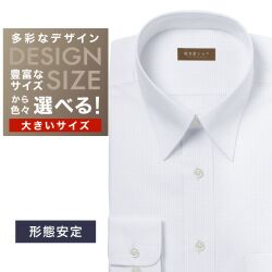 ワイシャツ大きいサイズ[軽井沢シャツ] 自由に衿型を選べる 白×薄パープル格子柄・形態安定 形態安定 受注生産 E10KZR915X