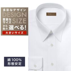 ワイシャツ大きいサイズ[軽井沢シャツ] 自由に衿型を選べる 白無地ドビーST・形態安定 形態安定 受注生産 E10KZR917X