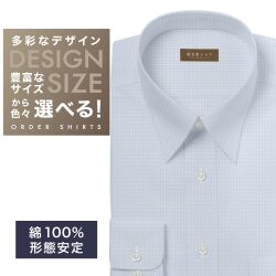 ワイシャツ[軽井沢シャツ] 自由に衿型を選べる サックスドビー柄・形態安定 形態安定 らくらくオーダー E10KZR919