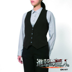 レディース[TVアニメ『進撃の巨人』] ベスト 「自由の翼」刻印釦 ブラウン 標準型 NBAT02-01