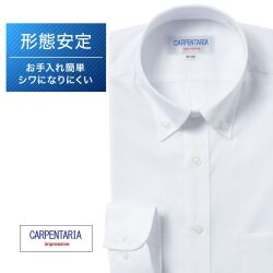 ワイシャツ[CARPENTARIA] ボタンダウン ホワイト　ドビー　ストライプ 形態安定 標準型 P12CAB402