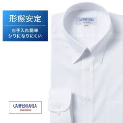 ワイシャツ[CARPENTARIA] レギュラーカラー ホワイト　ドビー　市松模様 形態安定 標準型 P12CAR417
