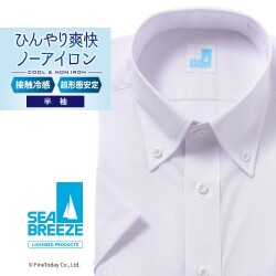 半袖ワイシャツ[SEABREEZE] ボタンダウン 接触冷感 通気織 パープルドビーストライプ 形態安定 標準型 P16SBB145