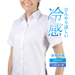 レディース[PLATEAU] 形態安定 接触冷感 UVカット ホワイトドビー 標準型 P33PLA262