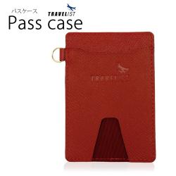 [TRAVELIST] レザー（本革）パスケース レッド 103mm×71mm×4mm P93TVR010