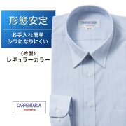 ワイシャツ[CARPENTARIA] レギュラーカラー ホワイト×ブルーストライプ 形態安定 標準型 DAPC15-16