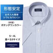 半袖ワイシャツ[CARPENTARIA] ボタンダウン ノープリーツ ブルードビーデザイン織り 形態安定 標準型 DHPC20-98