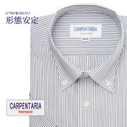 半袖ワイシャツ[CARPENTARIA] ボタンダウン ホワイト×ブラックストライプ 形態安定 標準型 DHPC24-07