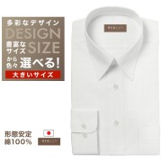 ワイシャツ大きいサイズ[軽井沢シャツ] 自由に衿型を選べる 白無地ドビーストライプ 形態安定 受注生産 E10KZR720X