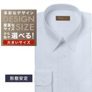 ワイシャツ大きいサイズ[軽井沢シャツ] 自由に衿型を選べる サックスドビーカルゼ　形態安定　・防汚加工 形態安定 受注生産 E10KZR865X