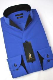 社交ダンス 衣装 メンズシャツ[HybridSensor] スナップダウン 着脱式V型裾固定バンド 形態安定 スリム型 P12HBZD59