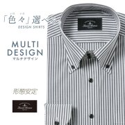 ワイシャツ[LucentAvenue] ボタンダウン ロンスト ブラック ドゥエボットーニBD 形態安定 スリム型 P12LAB393