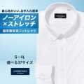 ワイシャツ[CARPENTARIA] ボタンダウン ノーアイロン ストレッチ 吸水速乾 ホワイト ストライプ 形態安定 標準型 DWPC01-01