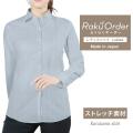 レディース[軽井沢シャツ] 自由に衿型を選べる 純綿 ストレッチ サックスオックス E30KZAF09