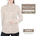 レディース[軽井沢シャツ] 自由に衿型を選べる 麻 涼感素材 ベージュ無地（ネップ） E30KZAF45