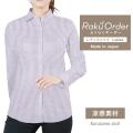レディース[軽井沢シャツ] 自由に衿型を選べる 麻 涼感素材 パープル×ホワイトストライプ E30KZAF51