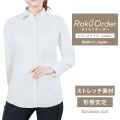 レディース[軽井沢シャツ] 自由に衿型を選べる ストレッチ素材　ホワイト無地 E30KZAF85
