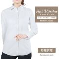 レディース[軽井沢シャツ] 自由に衿型を選べる 白無地ドビー斜め柄　形態安定　防汚加工 E30KZAG54