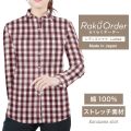レディース[軽井沢シャツ] 自由に衿型を選べる 赤ツイルタータンCK・ストレッチ素材 E30KZAH21
