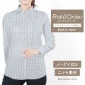 レディース[軽井沢シャツ] 自由に衿型を選べる グレーCK・ニット・形態安定・吸水速乾 E30KZAH55