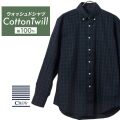 カジュアルシャツ[CREW] ボタンダウン 袖付け本縫い脇二本針 ストレッチ ネイビー タータンチェック標準型 P13CWB320