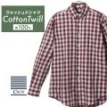 カジュアルシャツ[CREW] ボタンダウン 袖付け本縫い脇二本針 ストレッチ レッド系 チェック標準型 P13CWB321