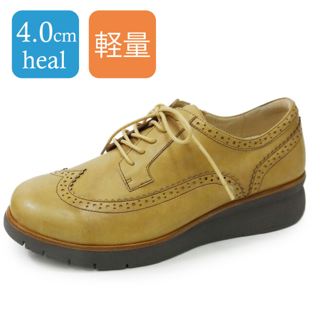 ラベリータ（テーラモ・Teramo）No.4050／ウイングチップ／超軽量シューズ／厚底クッションソール／4.0cmヒール.土踏まずアーチサポートインソール.