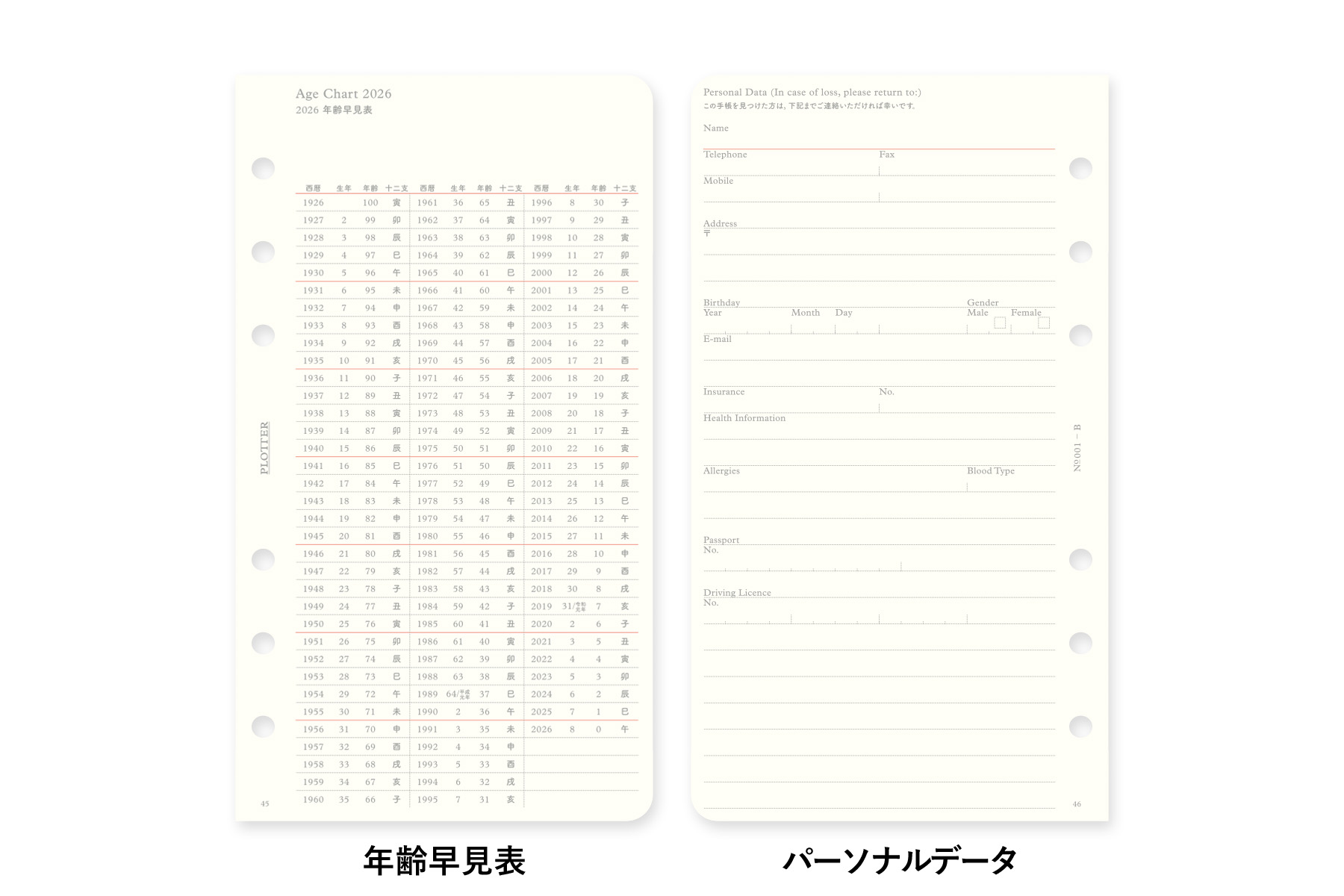 NJ/プロフ必読ページ PLOTTER（プロッター）公式通販｜001 リフィル2026年版月間ブロック