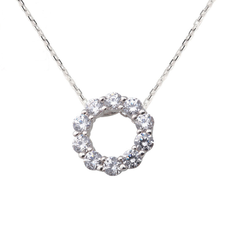 キュービックジルコニア ネックレス H&C ハート＆キューピッド ジルコニア ペンダント レディース サークル 母の日