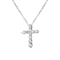 キュービックジルコニア ネックレス H&C ハート＆キューピッド ジルコニア ペンダント レディース クロス 十字架 クロスネックレス