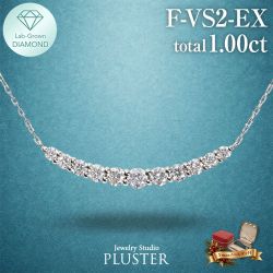 ダイヤモンド ネックレス ラボグロウンダイヤモンド 1ct プラチナ PT950 ラインネックレス Fカラー VS2 EXカット ダイヤモンドネックレス ダイヤネックレス レディース ジュエリー シンプル 上品 ジュエリー アクセサリー 記念日 クリスマス プレゼント ギフト