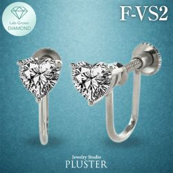 ダイヤモンド イヤリング 一粒 1ct プラチナ ハート 金属アレルギー ラボグロウン ダイヤ ダイヤモンドイヤリング ダイヤイヤリング 人工ダイヤ プラチナイヤリング ラボグロウンダイヤモンド ジュエリー アクセサリー 誕生日 プレゼント 女性 ギフト