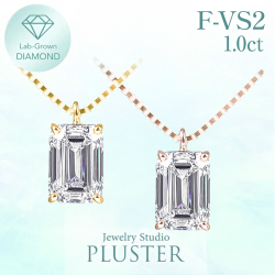 ダイヤモンド ネックレス 一粒 ダイヤモンドネックレス ダイヤネックレス 1カラット エメラルド 角 K18 18K 18金 ラボグロウン レディース ジュエリー アクセサリー シンプル ブランド 誕生日 プレゼント 女性 ギフト プレゼント 母の日