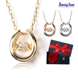 ダイヤ ネックレス レディース ダンシングストーン ダイヤモンド ダイヤモンドネックレス ゴールド ピンクゴールド K10 揺れる クロスフォー 馬蹄 ホースシュー 10k シンプル 誕生日 プレゼント 女性 彼女 ギフト プリザーブドフラワー 喜ぶ