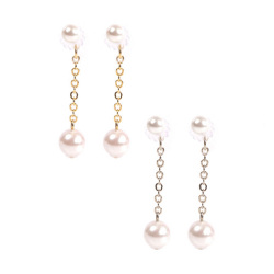 金属アレルギー アレルギーフリー ピアス レディース チタン チタンピアス バックキャッチ パール ロング 揺れる ロングピアス バックチャーム 母の日