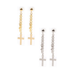 金属アレルギー アレルギーフリー ピアス レディース チタン チタンピアス バックキャッチ パール ロング 揺れる ロングピアス バックチャーム クロス 十字架 母の日