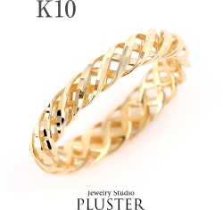 指輪レディースリング螺旋フルエタニティ地金金属アレルギーk1010金ゴールドイエロー重ねづけアクセサリープレゼント女性誕生日ギフト