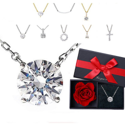 ネックレス レディース 一粒 シンプル ゴールド ペンダント キュービックジルコニア H&C ハート＆キューピッド ジルコニア クロス ハート ライン ドロップ 1カラット 金属アレルギー ジュエリー アクセサリー 誕生日 プレゼント 女性 日比谷花壇 お花 限定ケース付