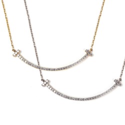 スマイルラインネックレス キュービックジルコニア H&C ハート＆キューピッド ジルコニア ネックレス ジルコニア ペンダント Tスマイル ライン ギフト 誕生日 プレゼント