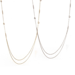 ロングネックレス キュービックジルコニア H&C ハート＆キューピッド ジルコニア ネックレス レディース ペンダント ロング ステーション 2連 プレゼント