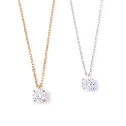 ネックレス レディース キュービックジルコニア H&C ハート＆キューピッド ジルコニア 一粒 シンプル ペンダント 0.5ct 4点留 プラチナ ゴールド K18 大粒 誕生日プレゼント 誕生日 プレゼント 女性 ギフト 贈り物 ジュエリー アクセサリー 母の日