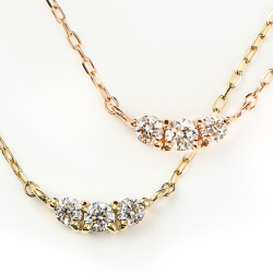 ネックレス レディース ダイヤモンドネックレス ダイヤモンドライン ダイヤネックレス ダイヤ 10金 K10 10K YG PG ゴールド イエロー ピンク スキンジュエリー 華奢 ペンダント 金属アレルギー シンプル 誕生日 プレゼント 女性 彼女 ギフト