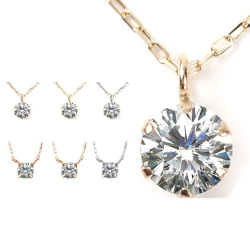 ダイヤモンド ネックレス レディース 一粒 K10 ダイヤ 10金 0.15ct 6本爪 選べる ギフト プレゼント