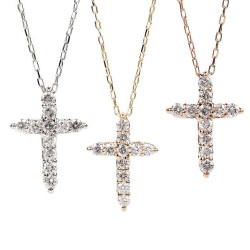 ダイヤモンド ネックレス レディース K10 ダイヤネックレス 10金 0.10ct クロス 十字架 喜ぶ
