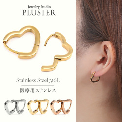 ピアス 金属アレルギー対応 つけっぱなし レディース フープ サージカルステンレス ステンレス316l 医療用 ワンタッチ キャッチレス フープピアス ハートピアス ハート 両耳 可愛い 小さめ ゴールド シルバー ピンク シンプル ジュエリー アクセサリー 誕生日 プレゼント